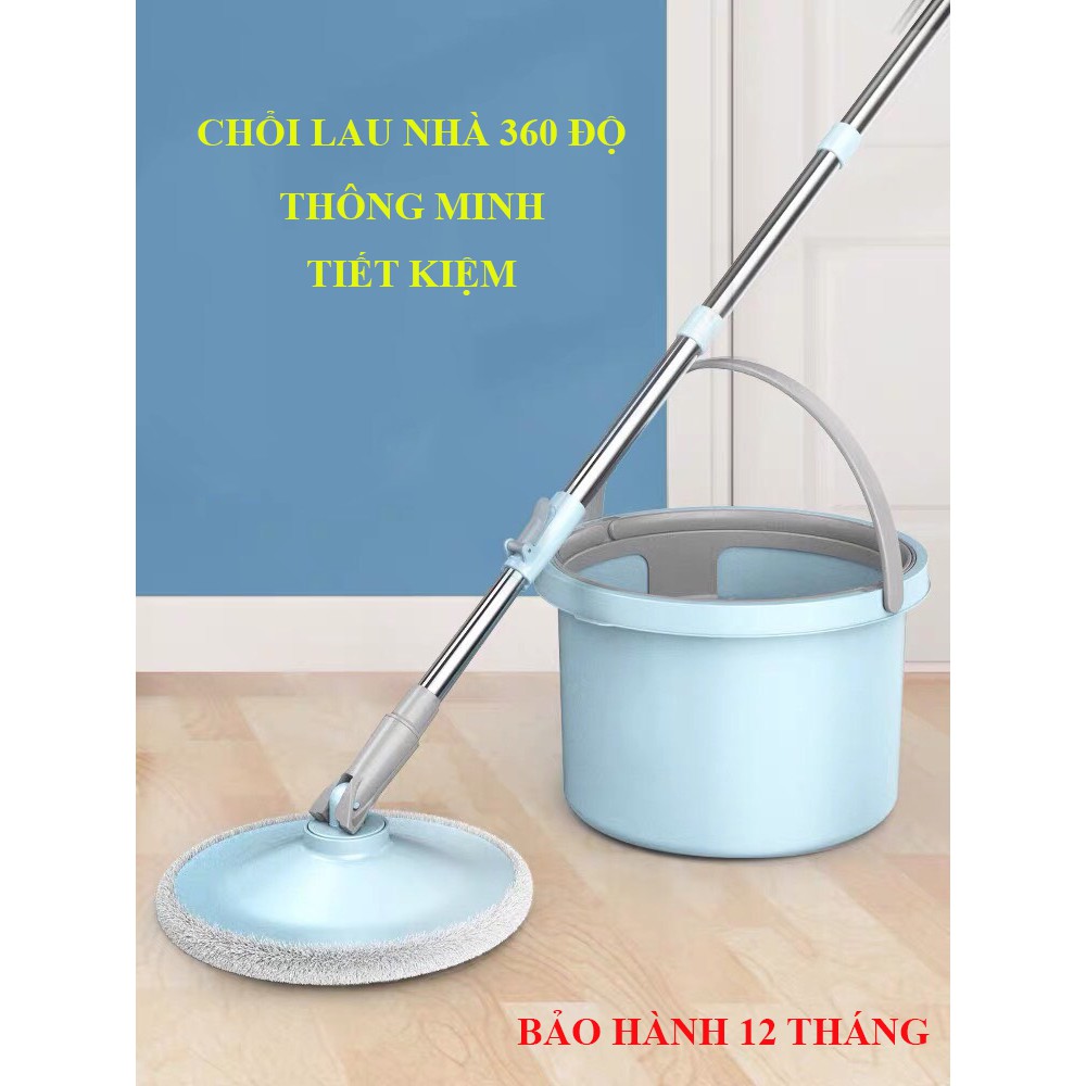 Cây Lau Nhà Thông Minh Thế Hệ Mới Bàn Xoay 360 Độ Chổi Lau Nhà Tự Vắt Đa Năng Kèm 2 Bông Lau