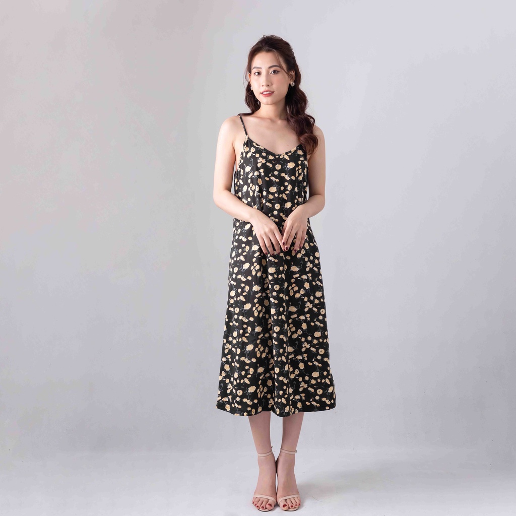 Đầm 2 Dây Hoa Nhí Thutrang house Váy Voan Hai dây nữ dài dáng suông Vintage Hàn Quốc một màu Đen M06 | WebRaoVat - webraovat.net.vn