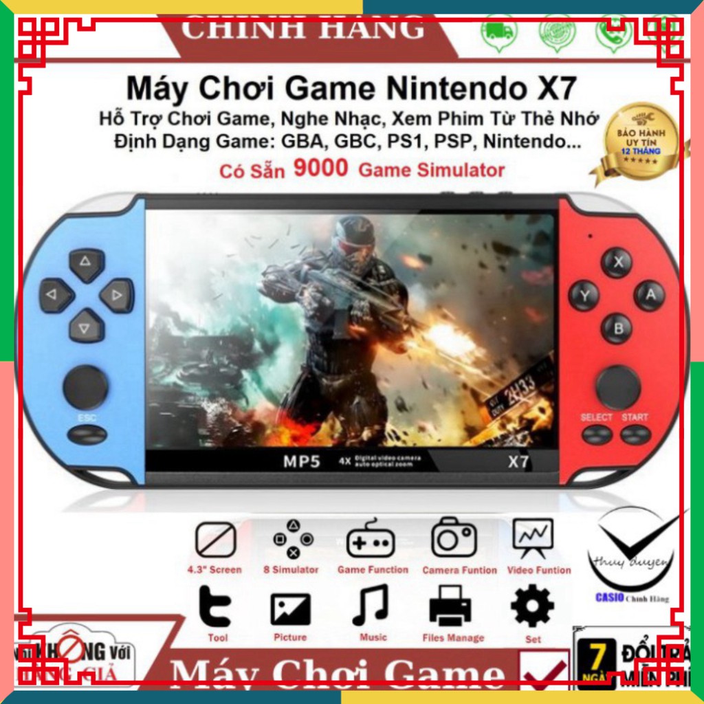 HẾT CỠ GIÁ Máy chơi game cầm tay X7 màn hình 4.3 inch 8gb - 9000 game , chơi game , xem phim , nghe nhạc , đọc sách -bảo