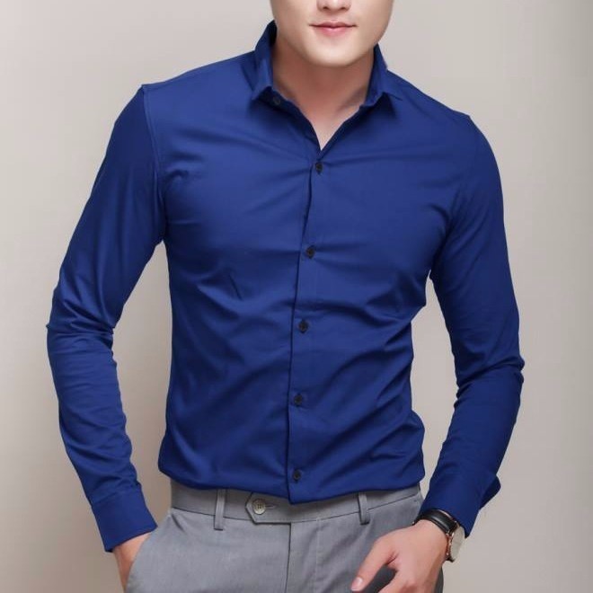 Áo sơ mi nam hàn quốc vải lụa thái chống nhăn cao cấp ảnh thật