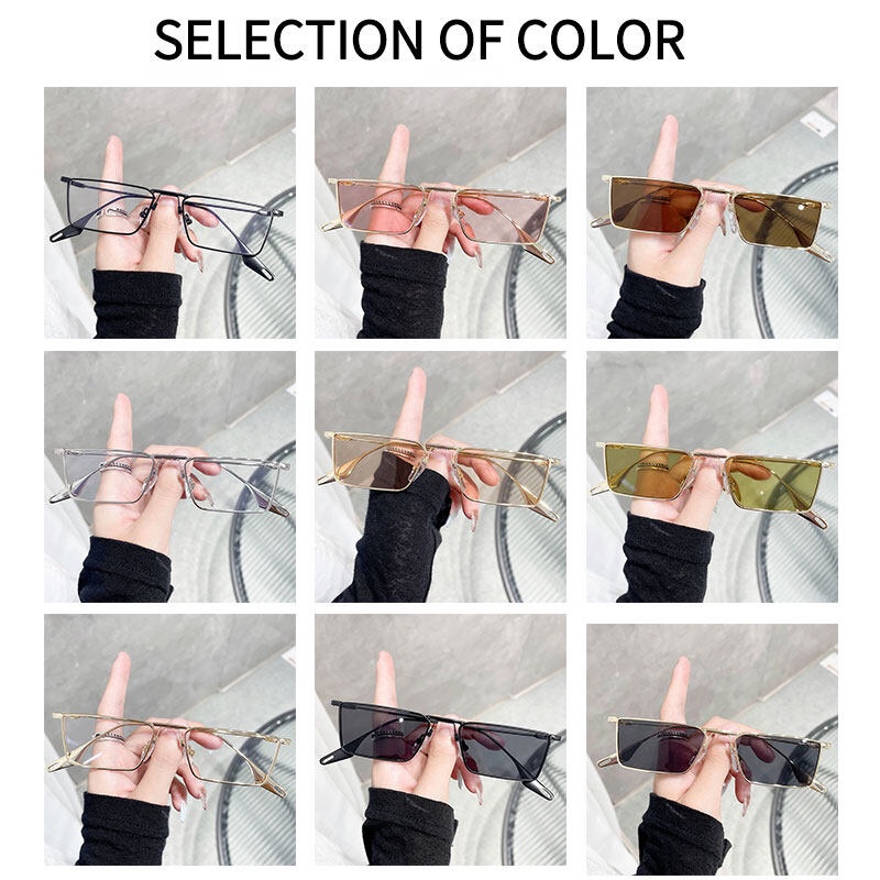 Kính Mát PTQ Gọng Vuông Nhỏ Màu Xanh Lá Nhạt Thời Trang 2022