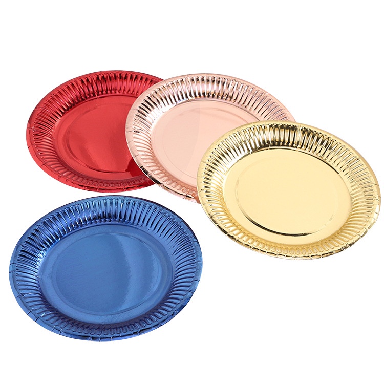 Set 10 Khay Giấy 9inch Màu Vàng / Bạc Dùng Một Lần Đa Ứng Dụng