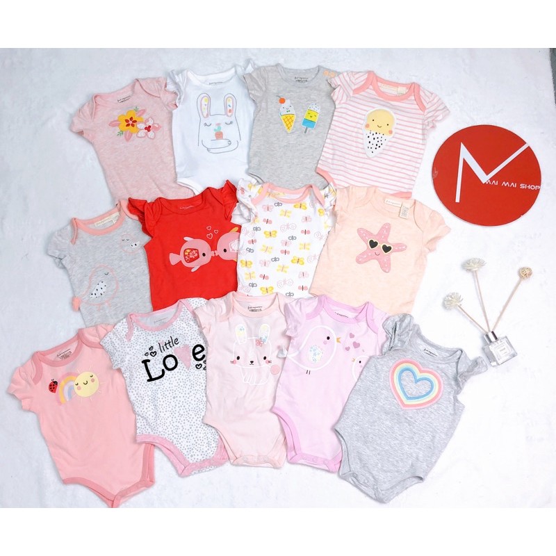 (Sz 3M) Body chip cộc tay xuất Pháp cho bé gái- Body chip chất cotton lạnh siêu mát