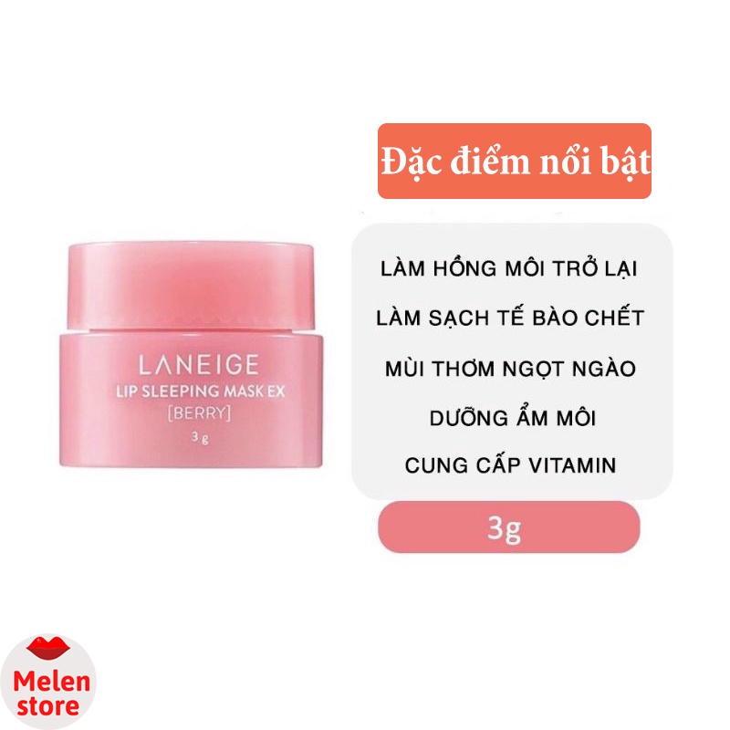 Son Dưỡng Môi Laneige Melen Mặt Nạ Ngủ Môi Sáp Dưỡng Ẩm Tẩy Da Chết U Duong Moi Lip Sleeping Mask Berry