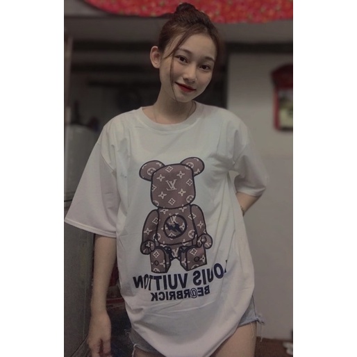 Áo phông nam nữ LV gấu Hottrend BIGOMALL - Áo thun unisex Freesize <55kg