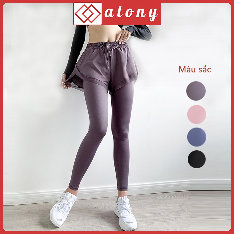 Quần Tập Gym Nữ Cao Cấp ATONY, Thiết Kế 2 Lớp Với Short Liền Quần, Co Giãn 4 Chiều - Tập Gym, Yoga, Zumba, Aerobic