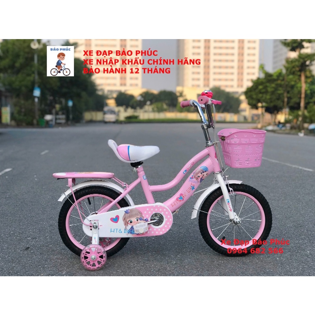 Xe Đạp Trẻ Em HT & BK Bike Hình công chúa size 14 inch Cho Bé Từ 3 - 5 Tuổi