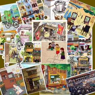 [STICKER 1K] SET 50 STICKER VN NGÀY XƯA SIÊU CHẤT DÁN TRANG TRÍ ĐT LAPTOP VALI TƯỜNG TỦ KỆ MŨ BẢO HIỂM XE MÁY NOTEBOOK