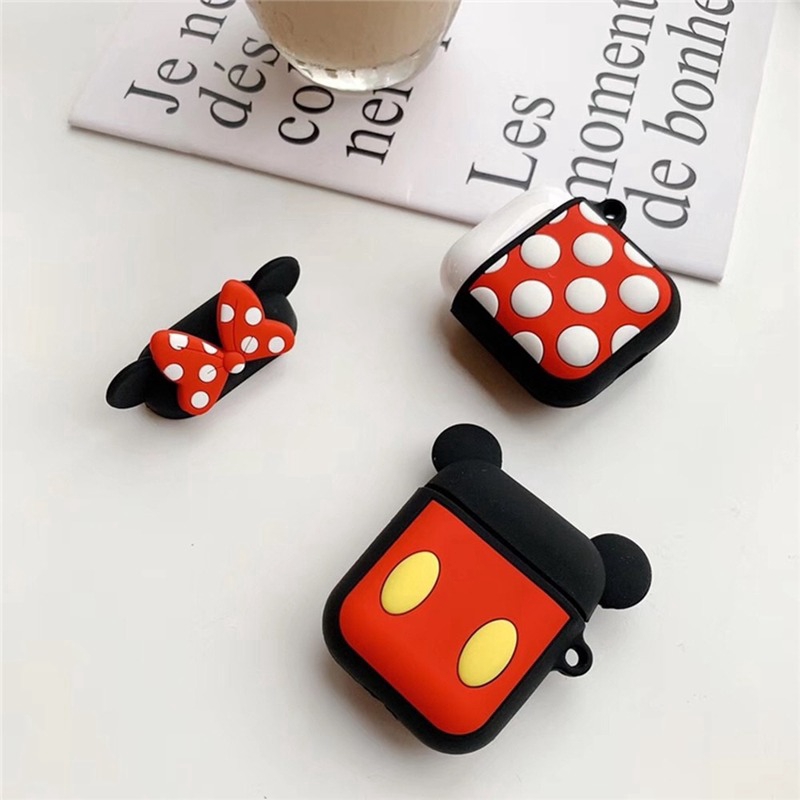 Thời Trang Silicone Droppproof Phim Hoạt Hình Vỏ Bảo Vệ Minnie Mickey Apple Apple AirPods Case 1 2 Hộp