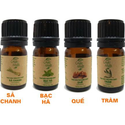 Combo 4 lọ tinh dầu Mộc Nhiên [Sả chanh, Bạc hà, Quế, Tràm]