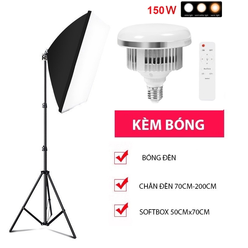 Đèn chụp ảnh, quay phim, Livestream kèm chân tripod cao 2m1 softbox 50x70cm - PNX Lighting