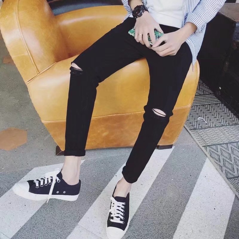 Quần jean nam rách gối phong cách hàn quốc size từ 27 đến 34