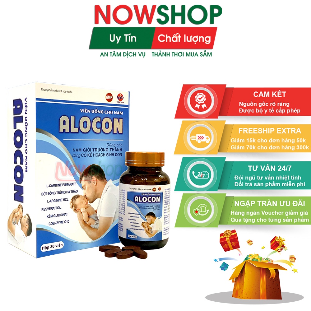 Viên Uống Tăng Khả Năng Thụ Thai Alocon Nam Vạn Tam Giúp Bổ Thận Tráng Dương Tăng Cường Sinh Lý Mạnh Tinh Trùng