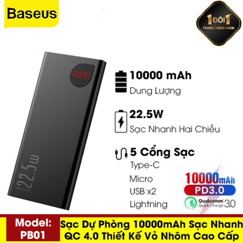 Pin Sạc Dự Phòng 10000mah Hiệu Năng Cao 22.5W Thiết Kế Vỏ Nhôm Siêu Mỏng Với 2 Cổng USB 2 Cổng PD Và 1 Cổng - TopLink