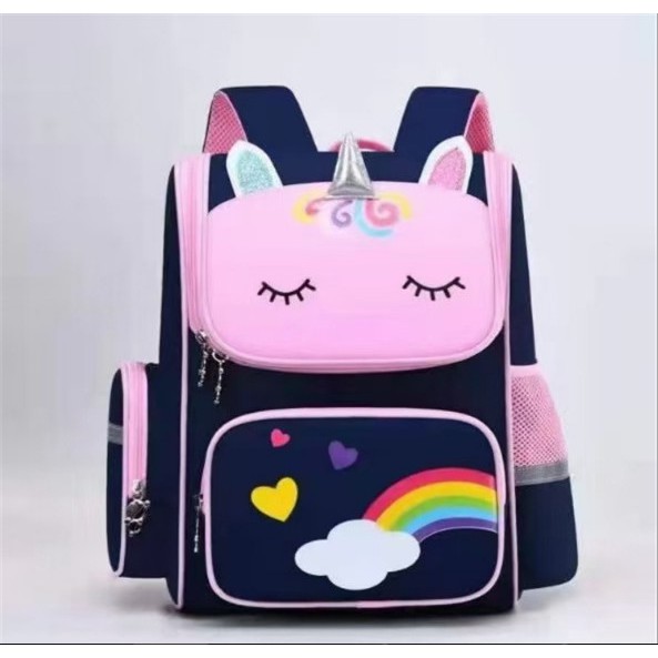 Cặp balo học sinh đi học chống gù, chống thấm nước cao cấp hoạ tiết Unicorn, có hệ thống phản quang BALO-30