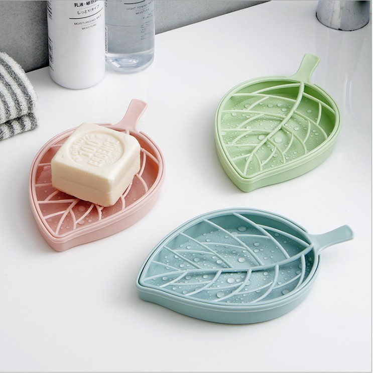 Hộp XIAODUOJIAJU bằng nhựa hình lá đựng xà phòng ráo nước cho phòng tắm