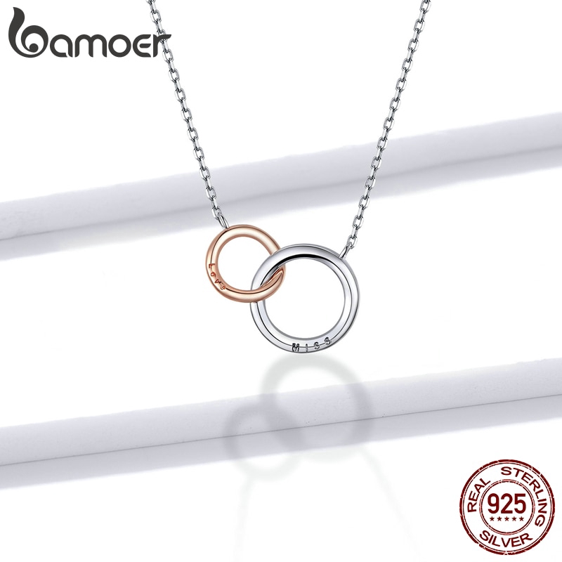 BAMOER Vòng cổ Mặt Tròn Đôi Bằng Bạc 925 BSN159