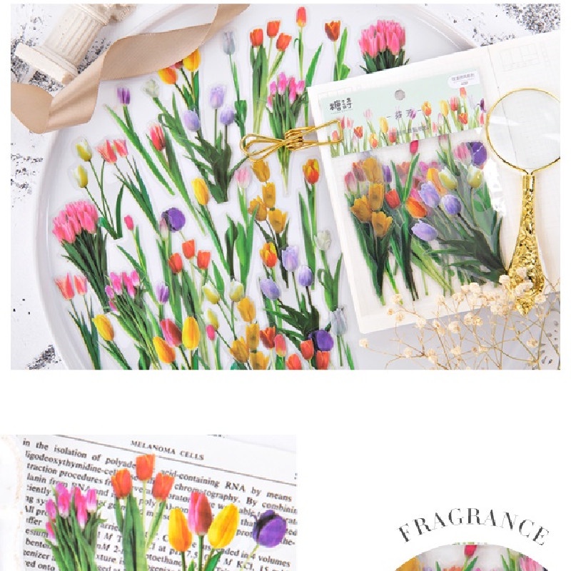 Bộ 40 Miếng Dán Trang Trí Album / Nhật Ký Hình Hoa / Gợn Sóng / Thú Cưng Dễ Thương C7176