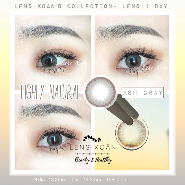 KÍNH ÁP TRÒNG 1 NGÀY LIGHLY NATURAL ASH GRAY - LENS TOWN - LENS XOẮN