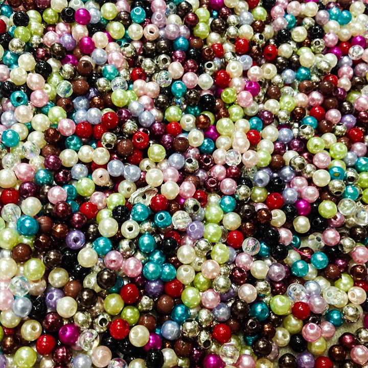 300 hạt cườm nhựa tròn 4li cườm hoa mai làm vòng tay trang trí handmade nhiều màu dễ thương