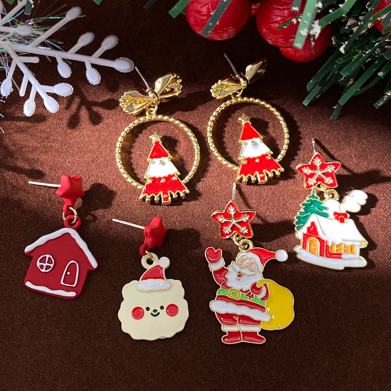 Bông Tai Hình Giáng Sinh Dễ Thương Thời Trang Dự Tiệc Cho Nữ