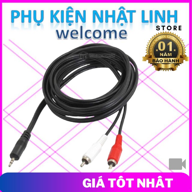 Cáp Âm Thanh 1 Đầu 3.5 Ra 2 Đầu AV 1.5m-3m-5m