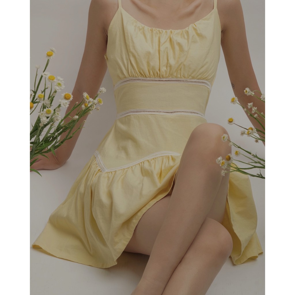 SUNNY NORA MINI DRESS - Váy dây linen, có lót quần
