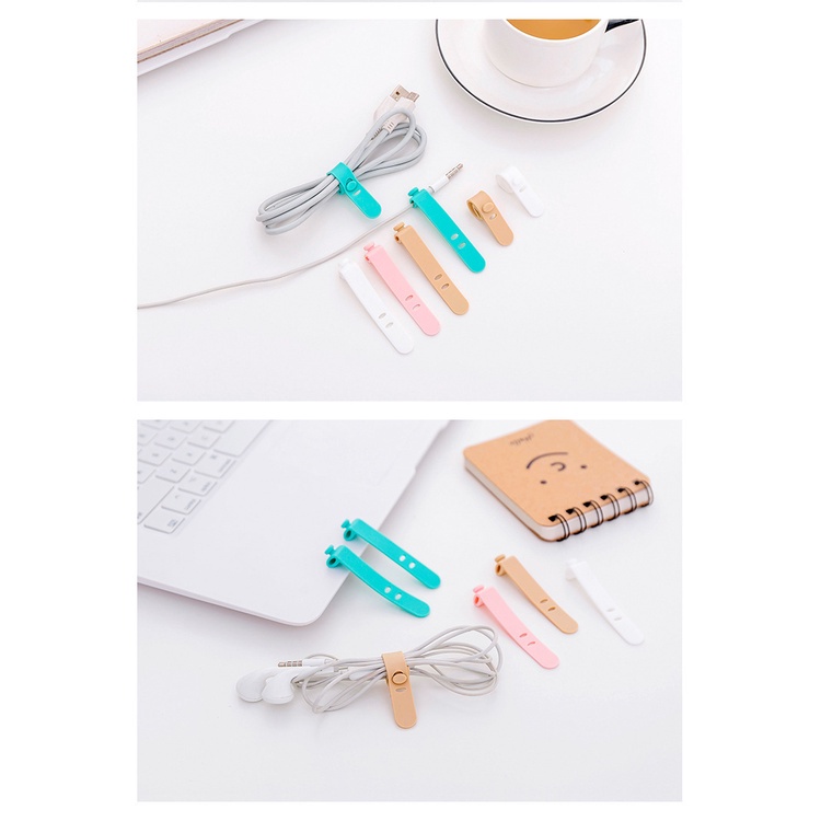 Set 4 Dây Cao Su Mềm Quấn Dây Cáp Sạc / Tai Nghe