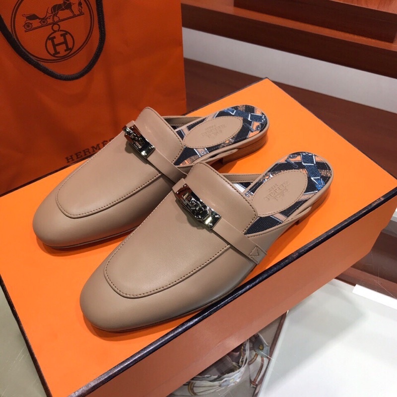 Giày sục cho nữ thương hiệu Hermes HM da thật cao cấp