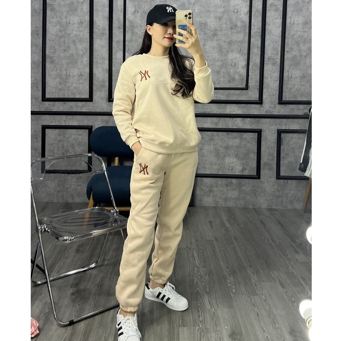 Bộ nỉ bông NY sale bộ nỉ nữ thu đông cổ tròn DBNU13