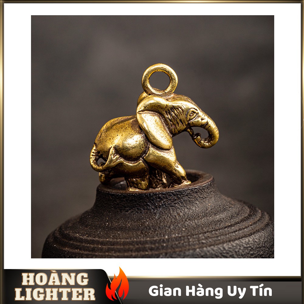 Tượng Đồng Phong Thủy Hình Chú Voi, Trang Trí Đem Lại May Mắn, Móc Khóa Mặt Dây Chuyền (Kích Thước: 3.2cm x 3.0cm )