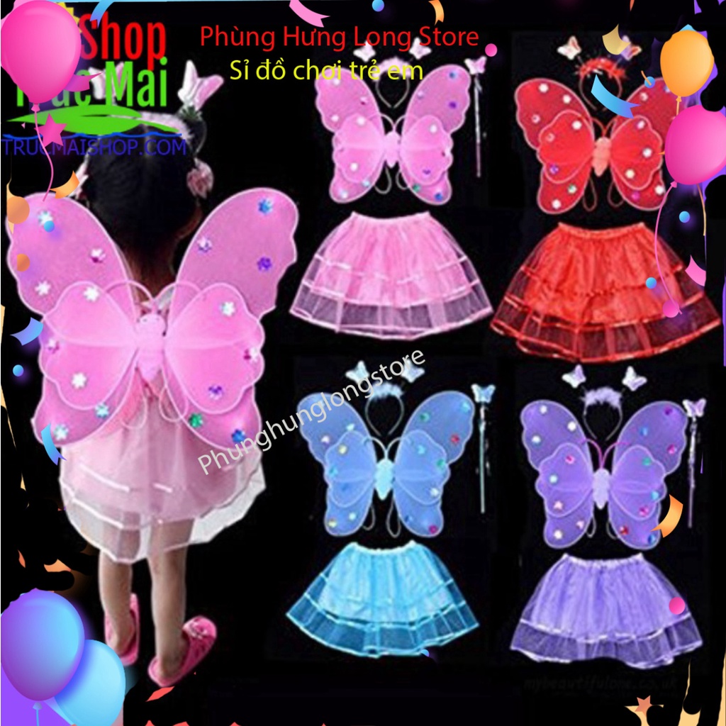 Bộ váy cánh tiên cánh bướm cao cấp có đèn cho bé chơi trung thu