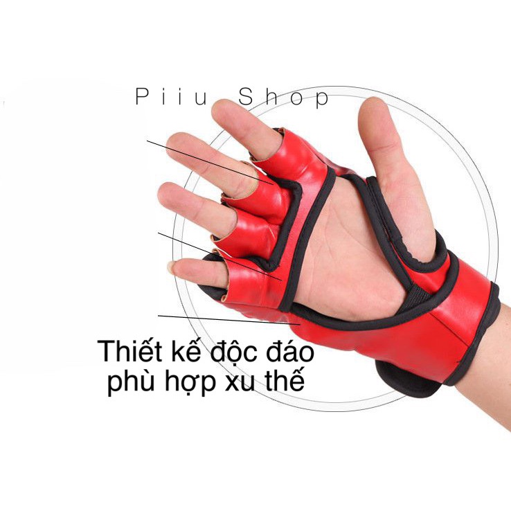 Găng Tay MMA Wolon Cao Cấp - Bộ Đôi Găng Tay Đấm Bốc Tập Boxing Đấm Bốc Bọc Da PU