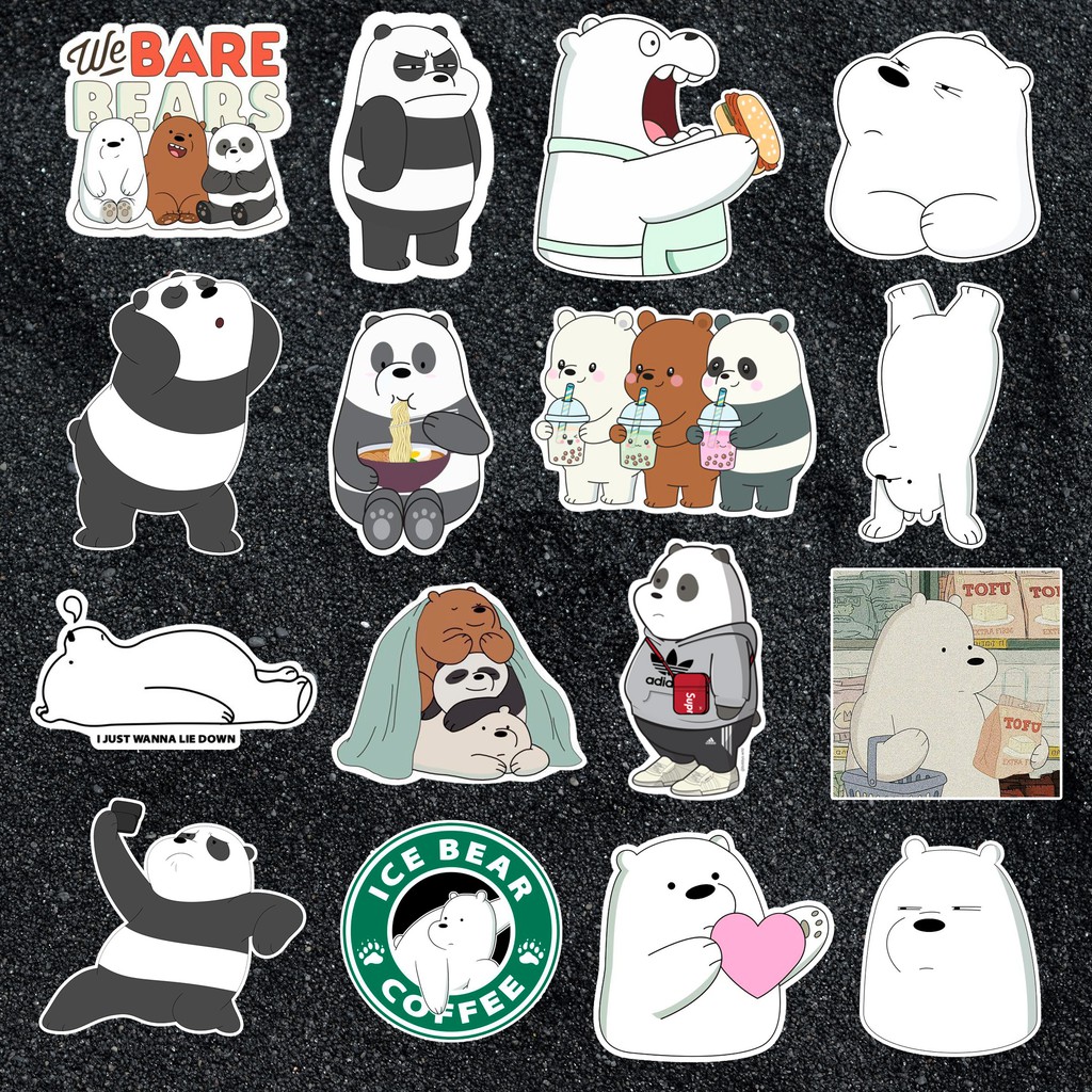 Sticker We Bare Bears chống nước sticker dán laptop, điện thoại, đàn guitar, dán mũ bảo hiểm, vali...