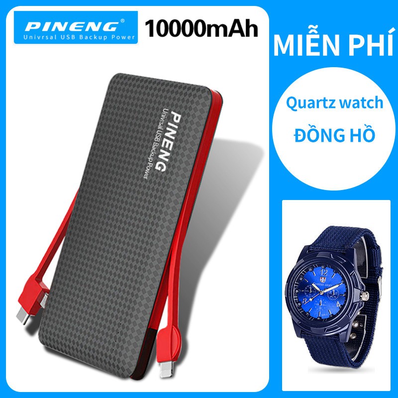 【Miễn phí Đồng hồ thạch anh】Pin Dự Phòng QC3.0 10000mAh Sạc Nhanh