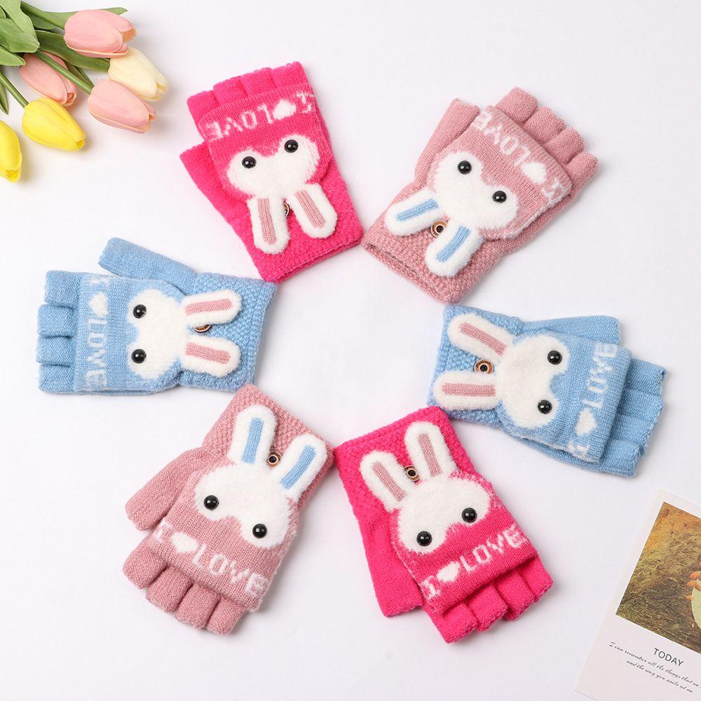 ME Găng Tay Giữ Ấm Hình Thỏ Hoạt Hình Cho Bé Trên 8 Tuổi