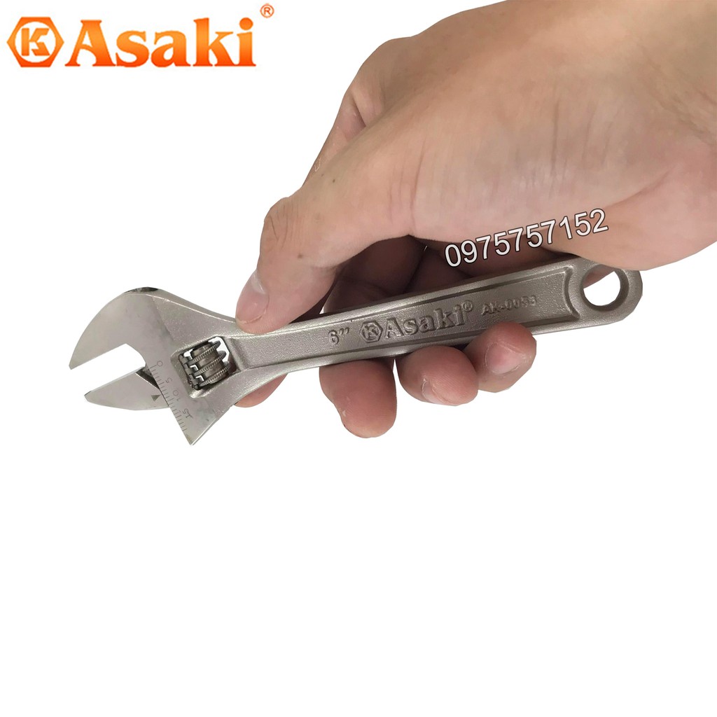 Mỏ lết xi mờ cao cấp Asaki AK-0053 6inch - 150mm (Mở tối đa 21mm)
