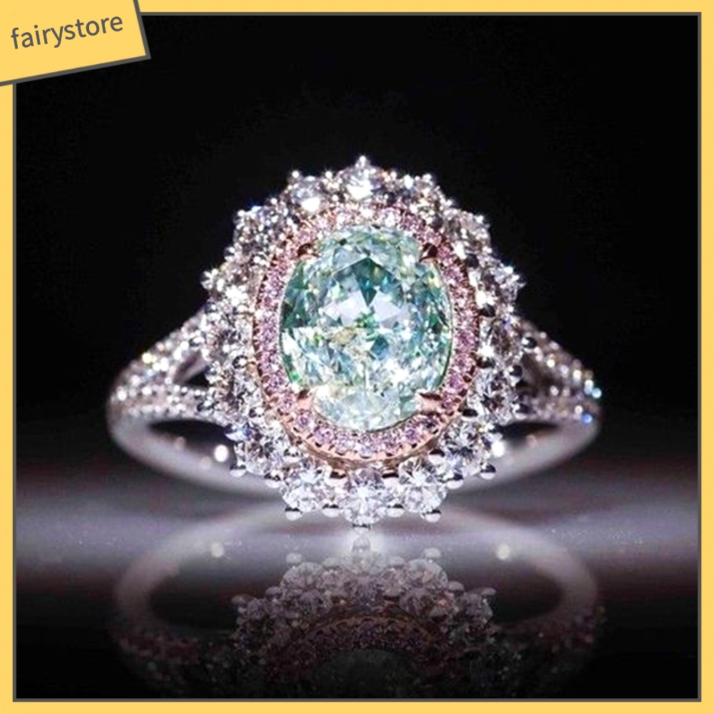 Nhẫn đính đá Topaz/pha lê giả sang trọng