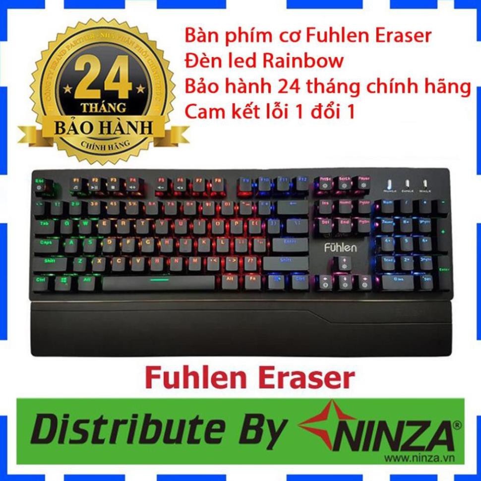 Bàn phím cơ Gaming Fuhlen Eraser - Fuhlen E  - Led Rainbow - Chính hãng - Có tem chống hàng giả - Bảo hành 24 tháng