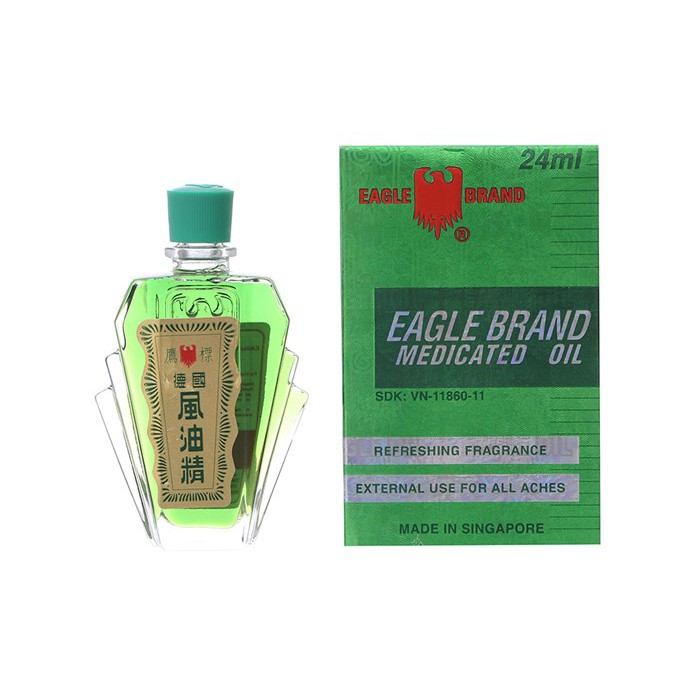 Dầu gió xanh Con Ó EAGLE BRAND Singapore [Chai 24ml] [Dầu Xanh 1 Nắp, 2 Nắp]