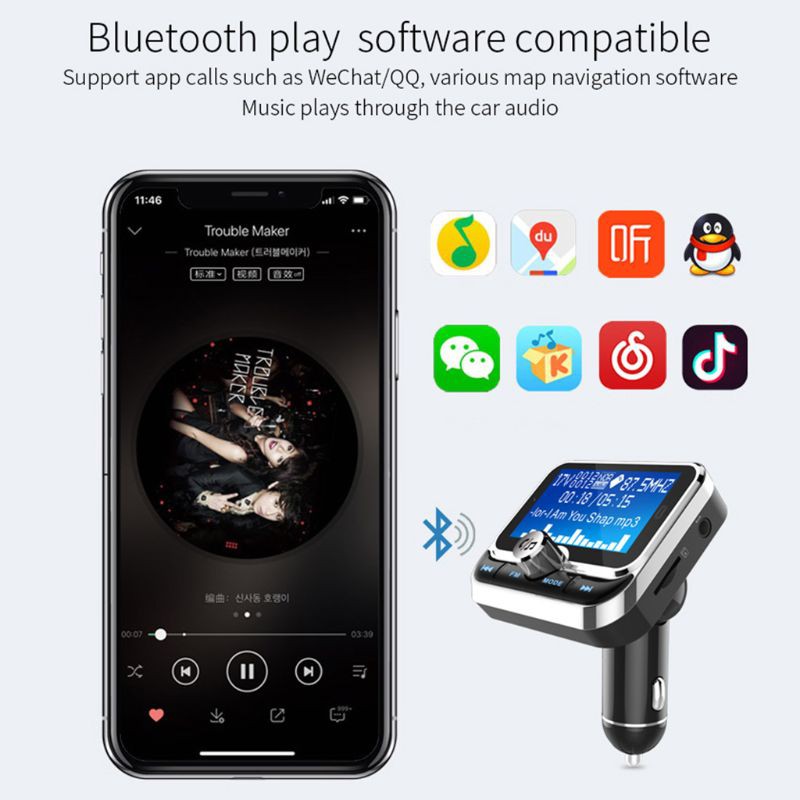 HIK FM Transmitter Bluetooth Handsfree MP3 Music Player AUX Audio Dual USB For Car