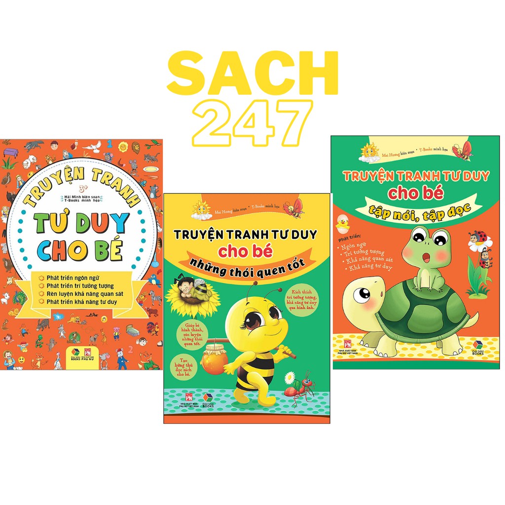 Sách - Combo Truyện Tranh Tư Duy Cho Bé: Tập Nói, Tập Đọc + Những Thói Quen Tốt (Bộ 3 Cuốn)