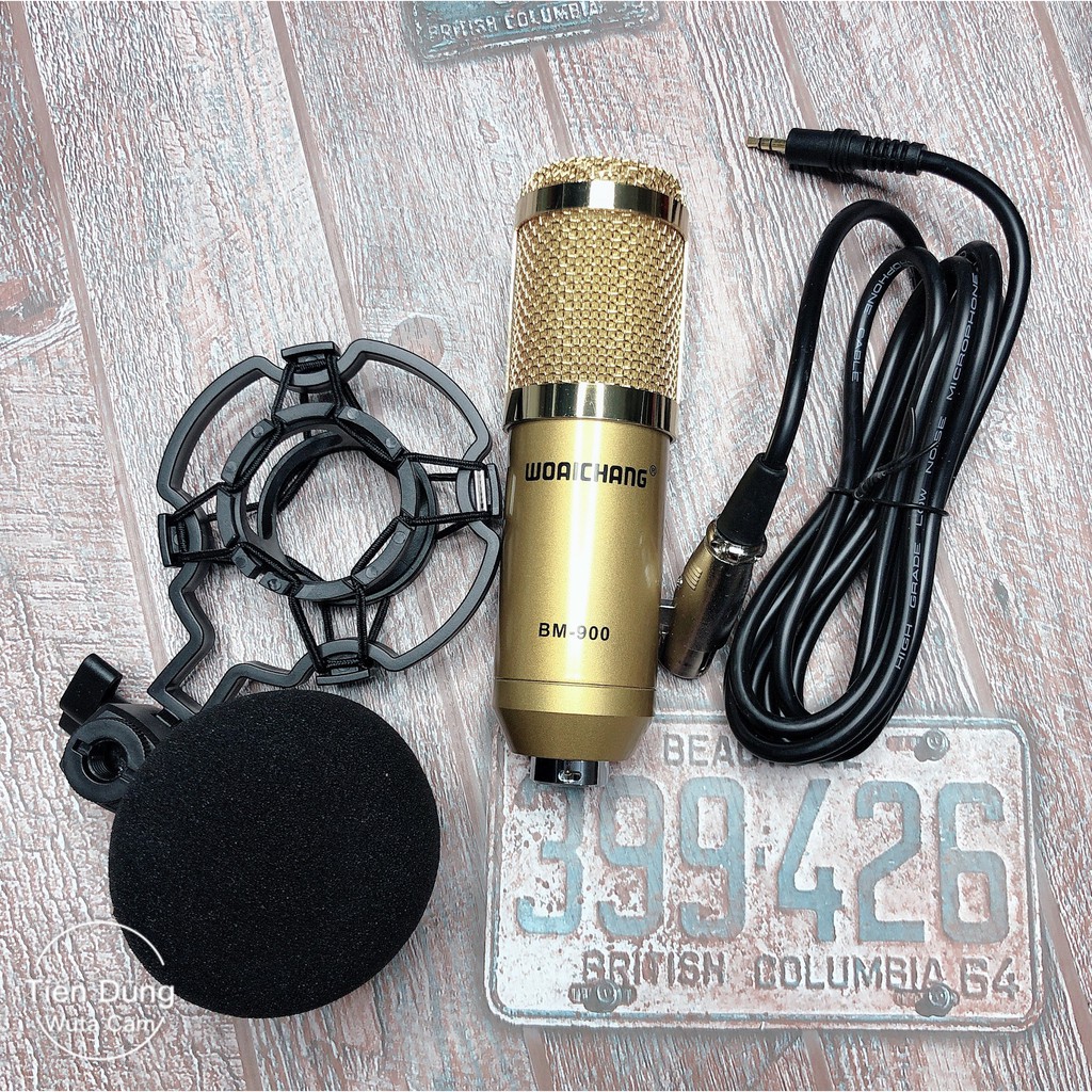 Combo mic mic thu âm bm900 sound card v8 chân màng tai nghe chụp tai gậy 3 chân