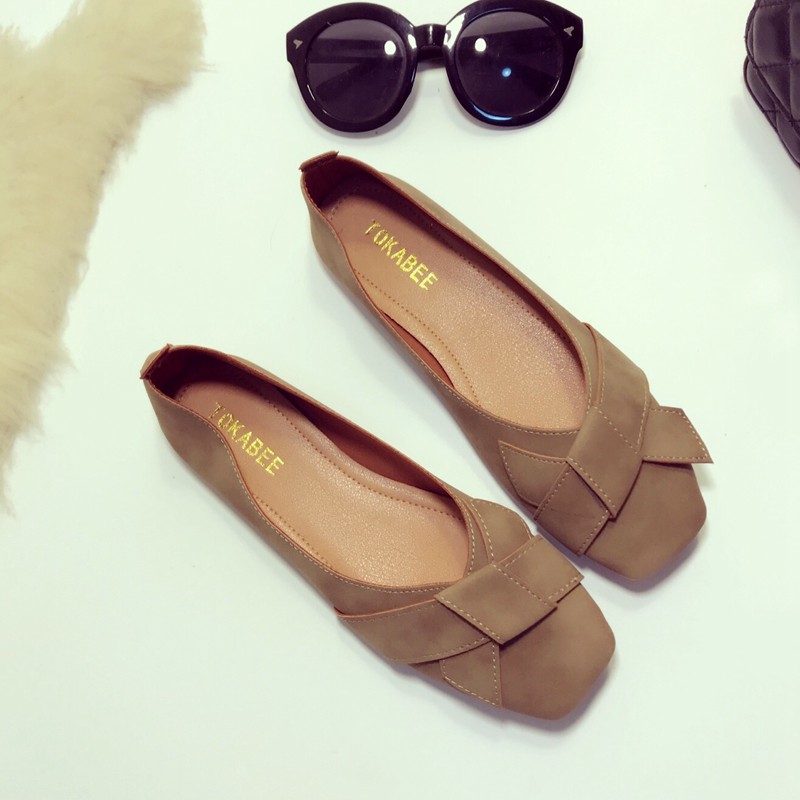 Giày Búp Bê Đế Bằng Mũi Vuông Kiểu Retro Dễ Phối Đồ