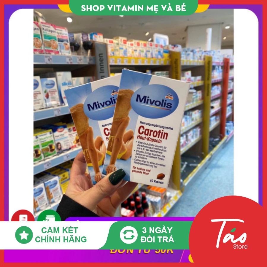 Viên uống Chống nắng MIVOLIS Carotin Đức, hộp 60 viên