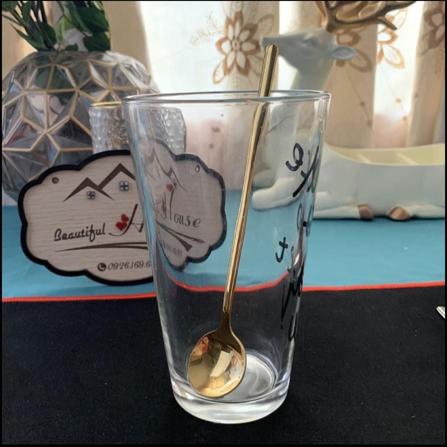 Thìa Inox 304 Mạ Vàng Pha Trà Dụng Cụ Pha Chế Độ Dài 13-15-17 cm