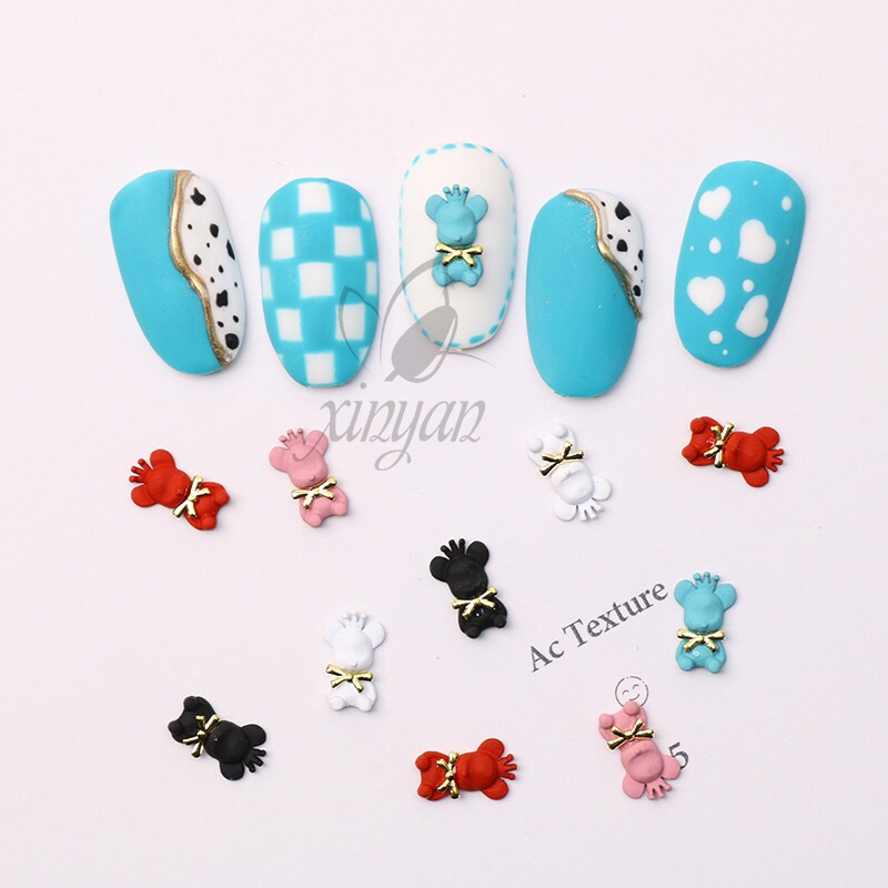 Charm gấu nail,Charm gấu vương miện gắn móng