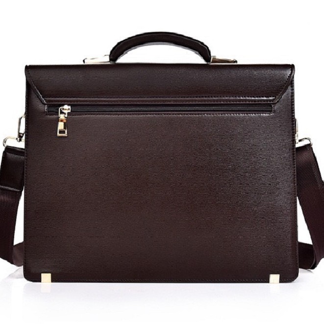 Túi xách cặp da công sở T50 khóa số đựng laptop 14 inch 38x29x8cm (Nâu-Đen) | BigBuy360 - bigbuy360.vn