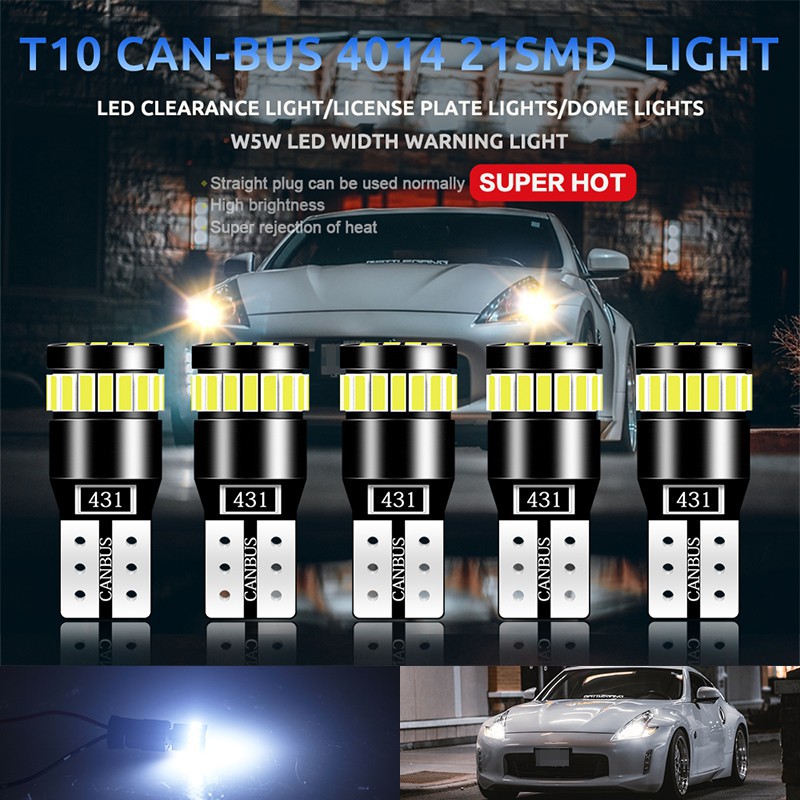 Bóng đèn LED Kevanly T10 W5W 4014 SMD 194 168 12V màu trắng siêu sáng cho nội thất xe hơi