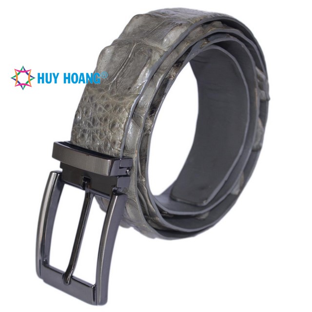 Dây nịt nam da cá sấu Huy Hoàng nguyên con 3,5P đầu kim màu xám - HF4809
